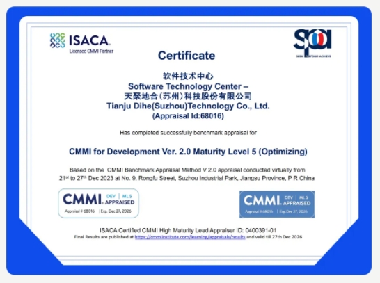 喜報(bào)！天聚地合（蘇州）科技股份有限公司榮獲CMMI5級(jí)認(rèn)證